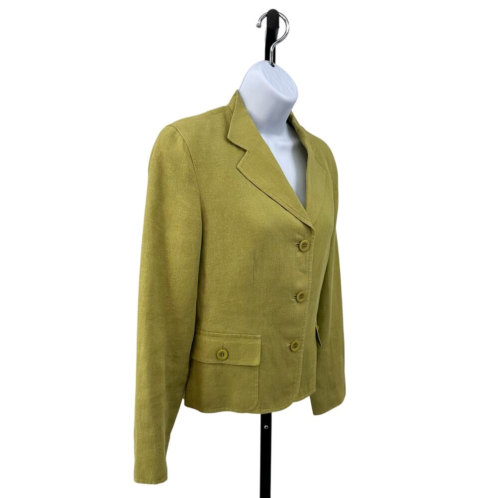 Talbots Blazer Button Front Chartreuse Green Jack… - image 4